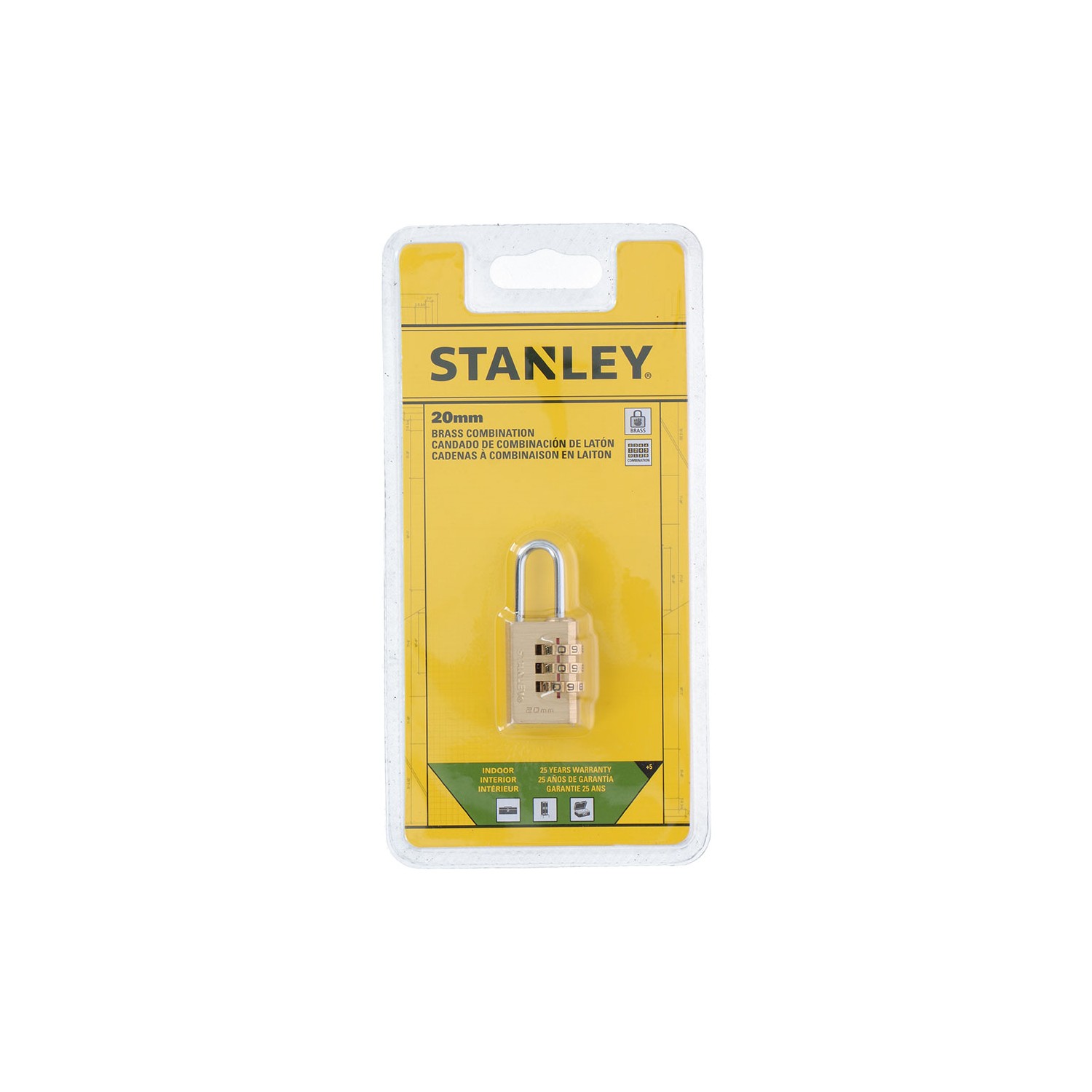 Candado de arco 20mm combinación 3 números stanley