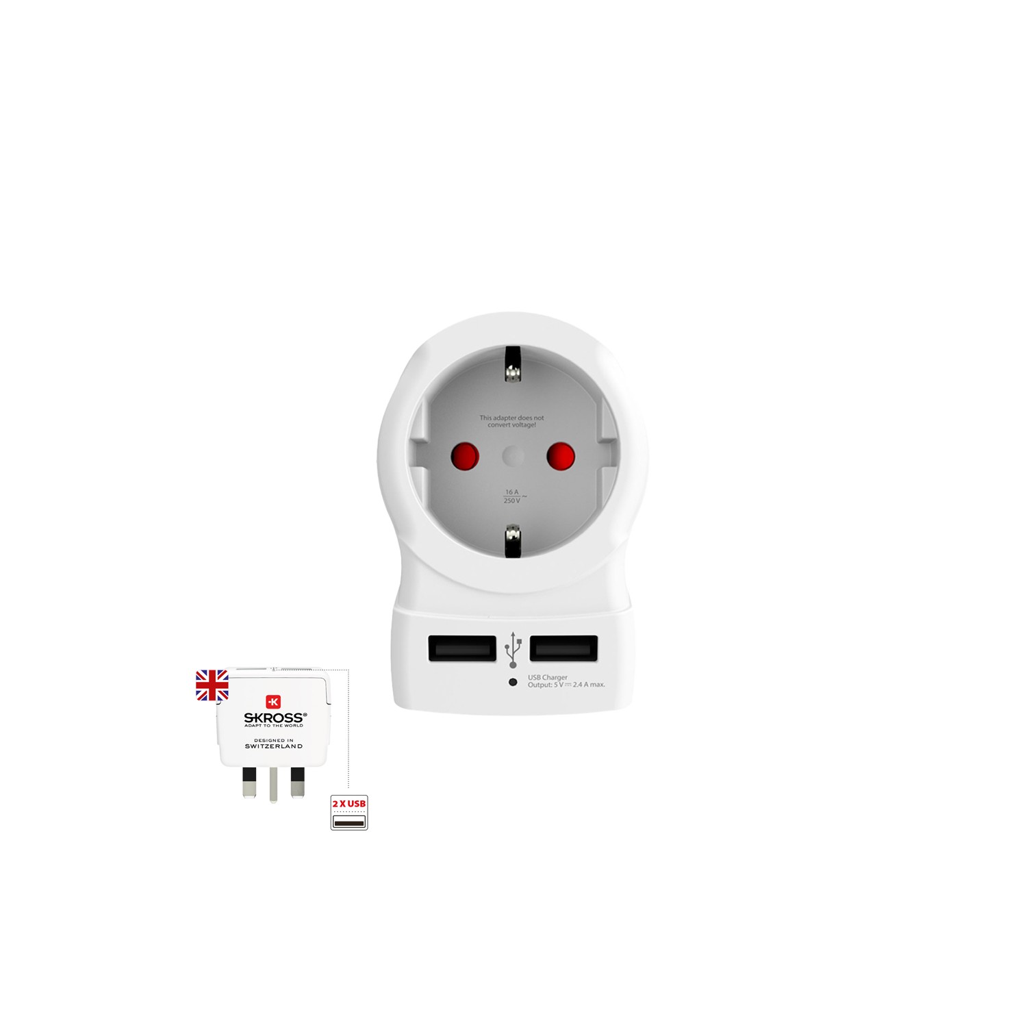 Adaptador europeo a reino unido usb skross 1500280