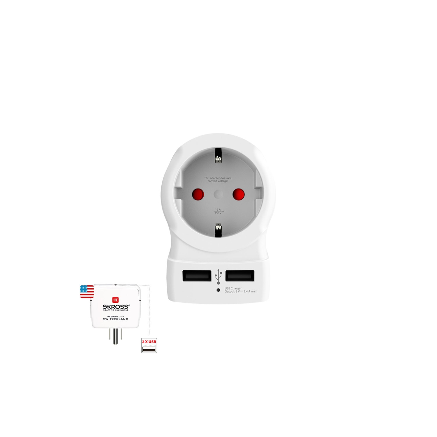 Adaptador europeo a estados unidos usb skross 1500281