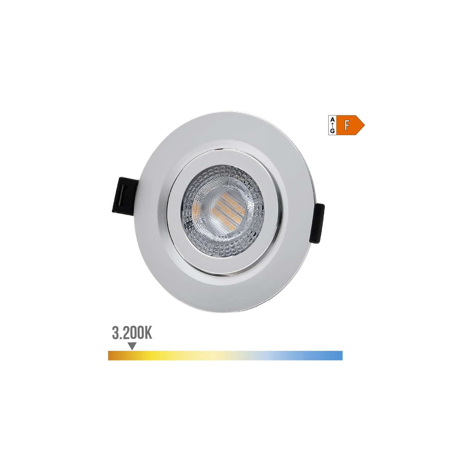 Downlight led empotrar 9w 806lm ra80 3200k redondo color cromo ø9cm edm