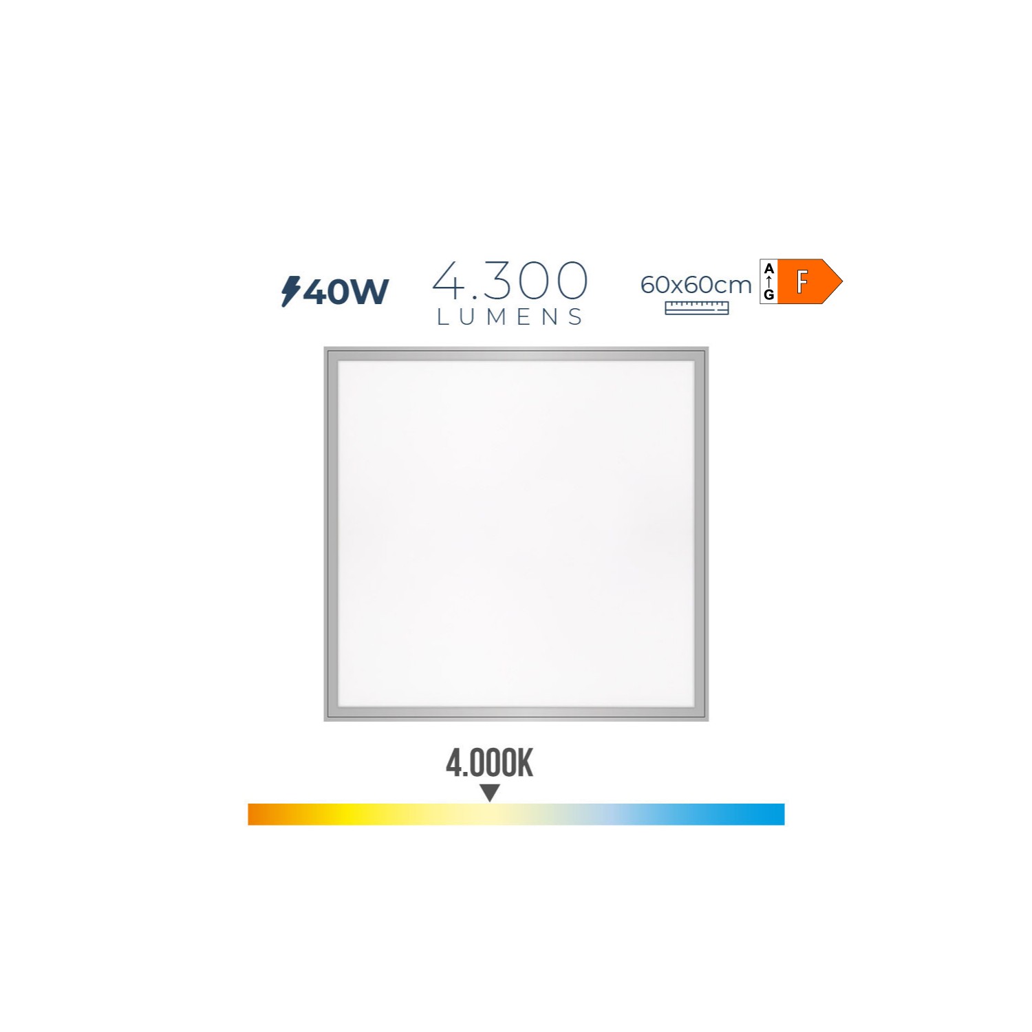 Panel de led 40w 4300lm ra80 59,5x59,5cm 4000k luz dia edm