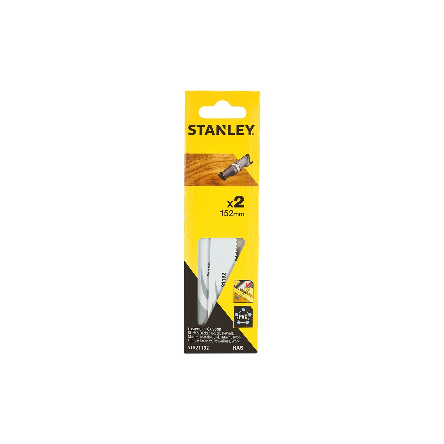 Pack 2 hojas de sierra de sable 15,2cm corte fino sta21192-xj stanley