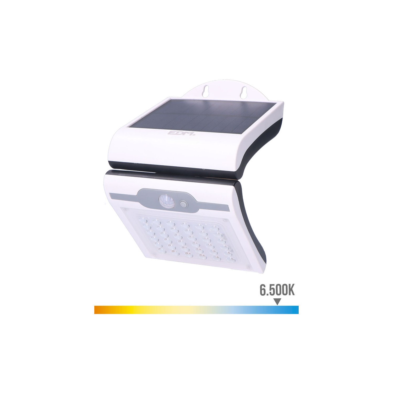 Aplique solar 2w 220lm 6.500k con sensor color blanco edm