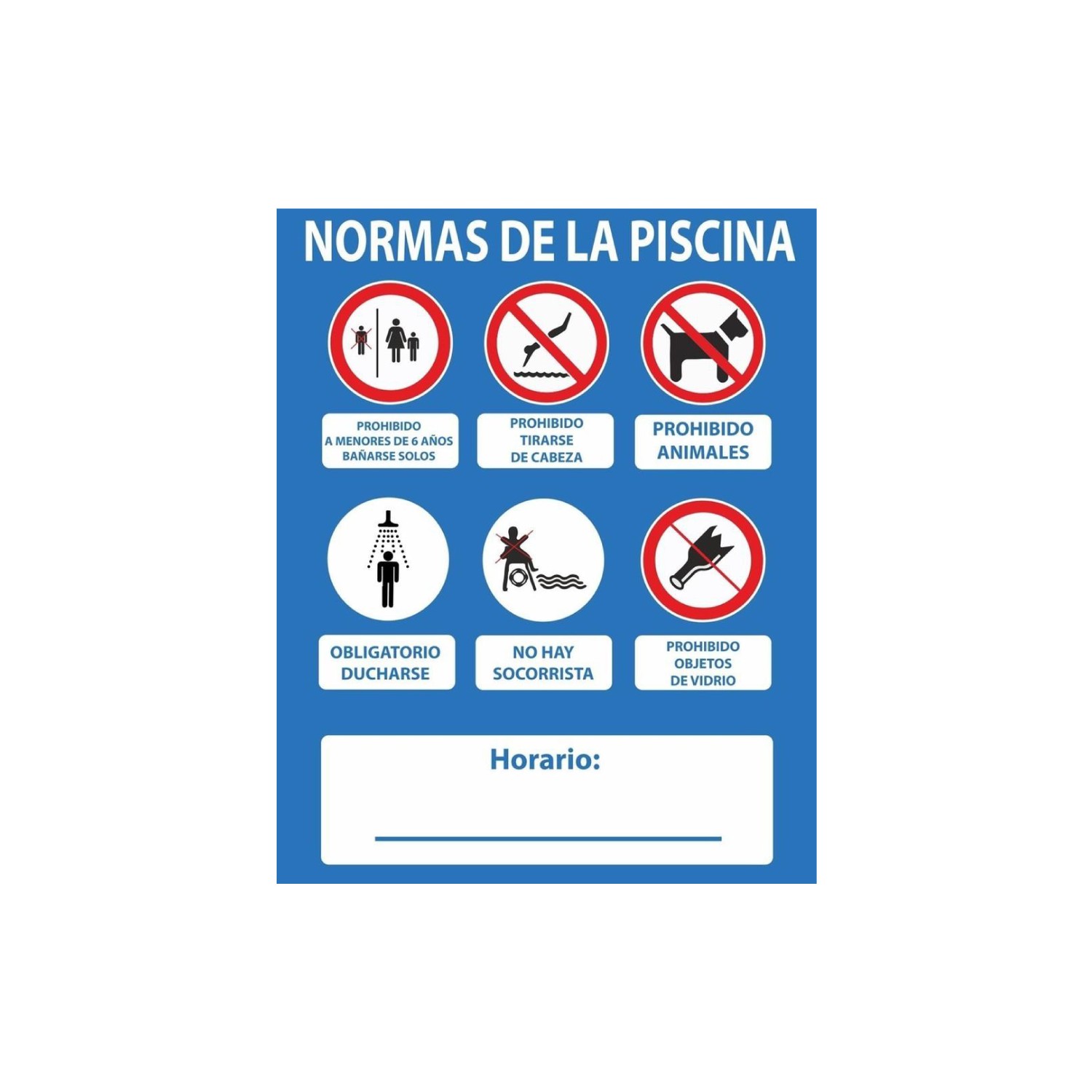 Cartel normas piscina pvc 0,4mm 500x400mm normaluz