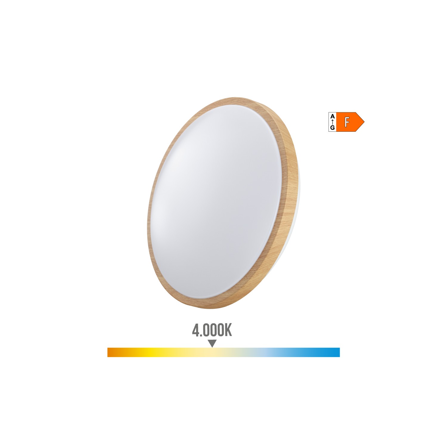 Aplique superficie circular led 18w 1820lm 4000k ø33x5,5cm efecto madera edm