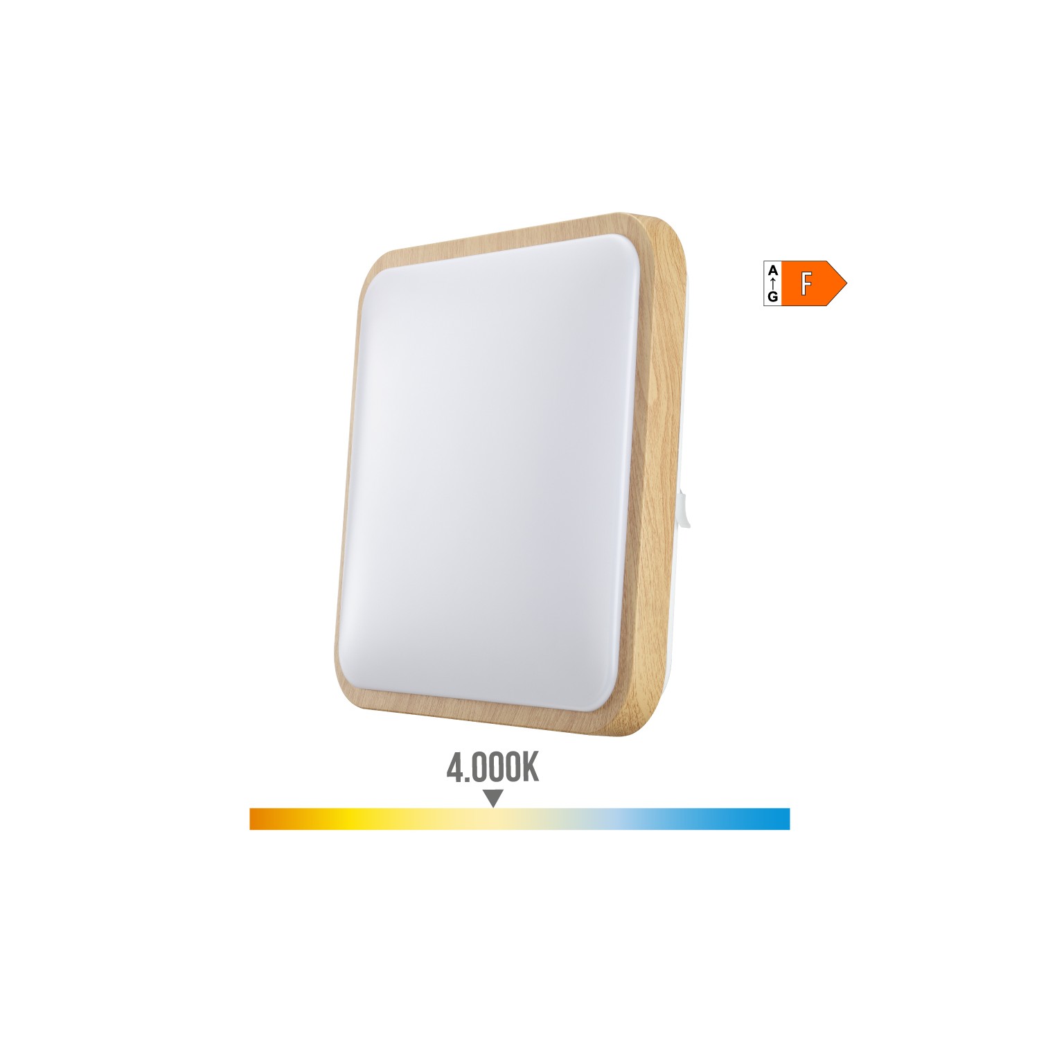 Aplique superficie cuadrado led 18w 1820lm 4000k 33x5x33cm efecto madera edm